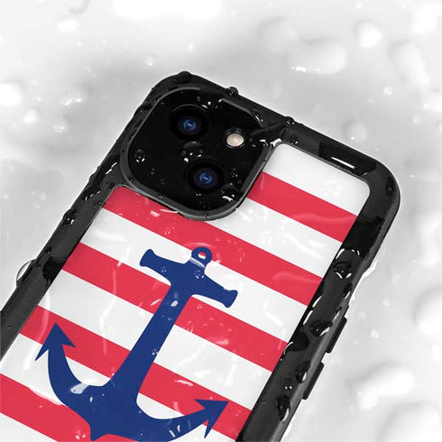 Nautical Stripes iPhone 15 Plus Waterproof Case